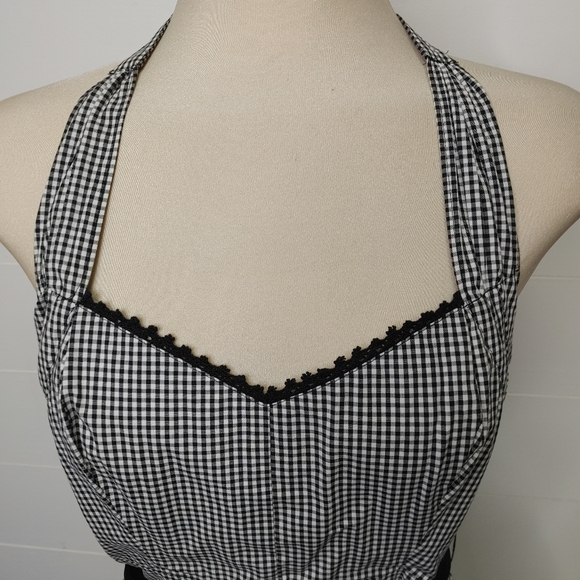 Vintage Y2K Guess Gingham Halter Fit & Flare Dress Size L - Picture 3 of 14